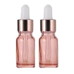 Two-Pack Pink Glass Dropper Bottles With Rose Gold Lids,15ml